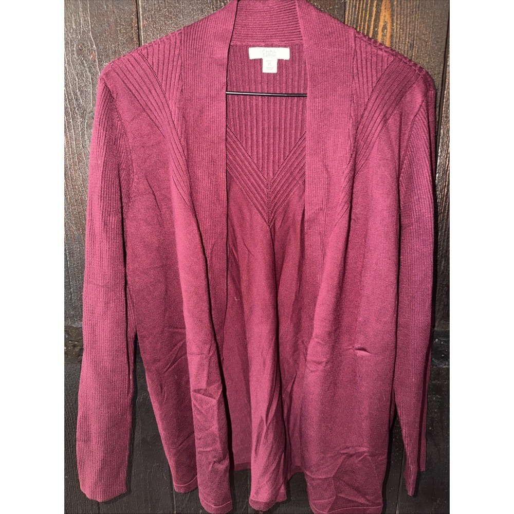 Croft & Barrow Cardigan Open Front Size PS Maroon Long Sleeve Lightweight Soft P